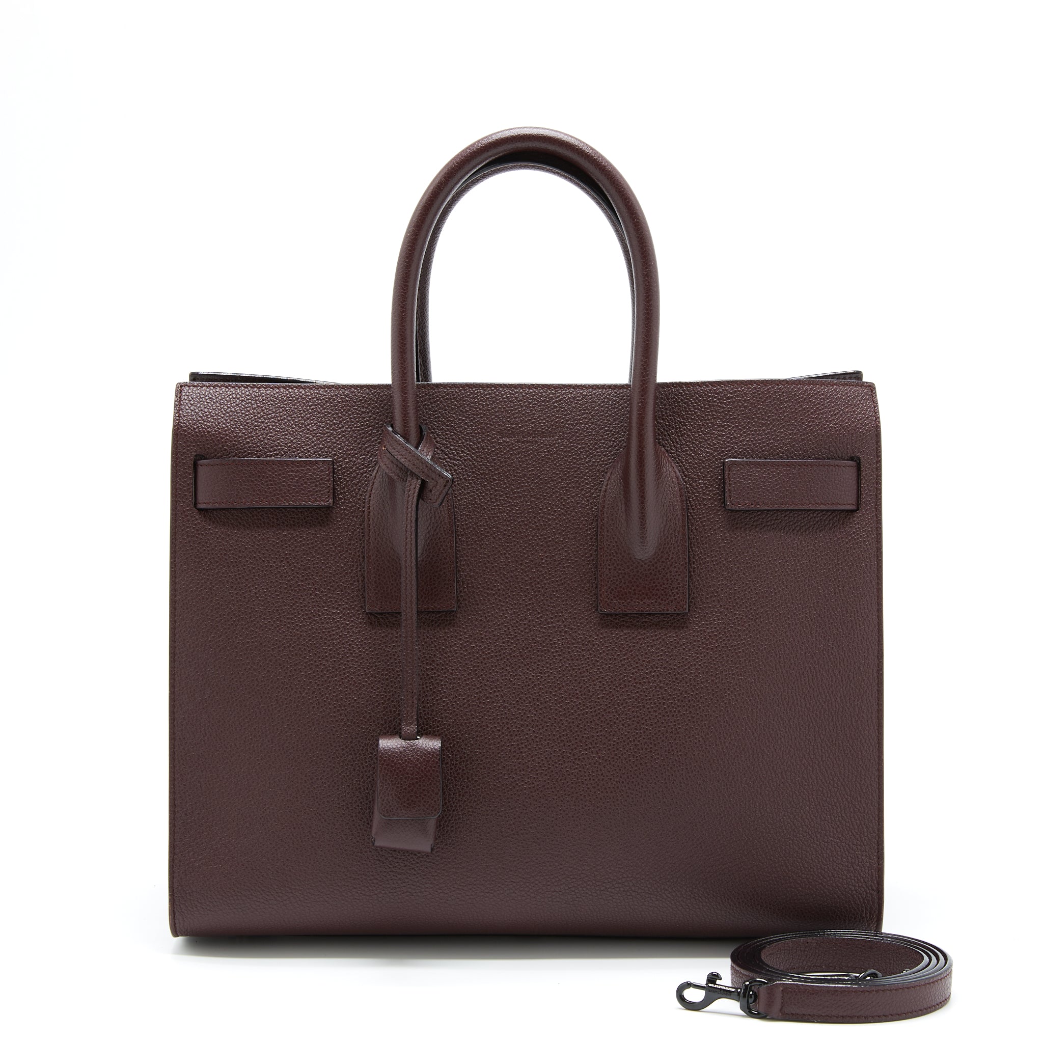 Saint Laurent/ YSL Sac De Jour Calfskin Burgundy Black Hardware