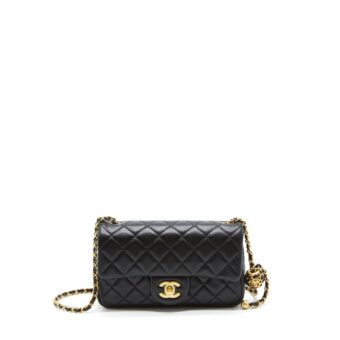 Chanel 22S Pearl Crush Mini Rectangular Flap Bag Lambskin Black GHW (Microchip)