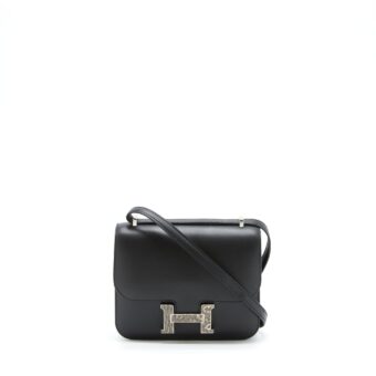 Hermes Mini Constance Monsieur Black With Lizard Buckle SHW Stamp Y