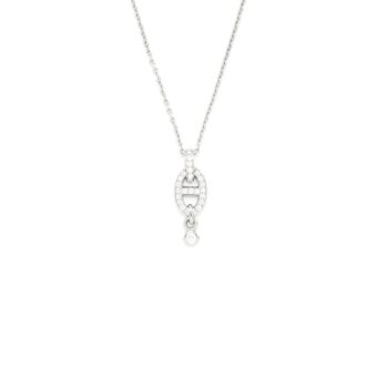 Hermes Chanine D’ancre Enchainee Pendant, Small Model White Gold With Diamonds