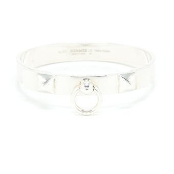 Hermes Size LG Collier De Chien Bracelet, Small Model In Sterling Sliver