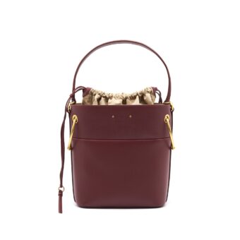 Chloe Medium Leather Bucket Bag Dark Red