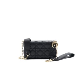 Dior Leather Mini crossbody Chain Bag Black GHW