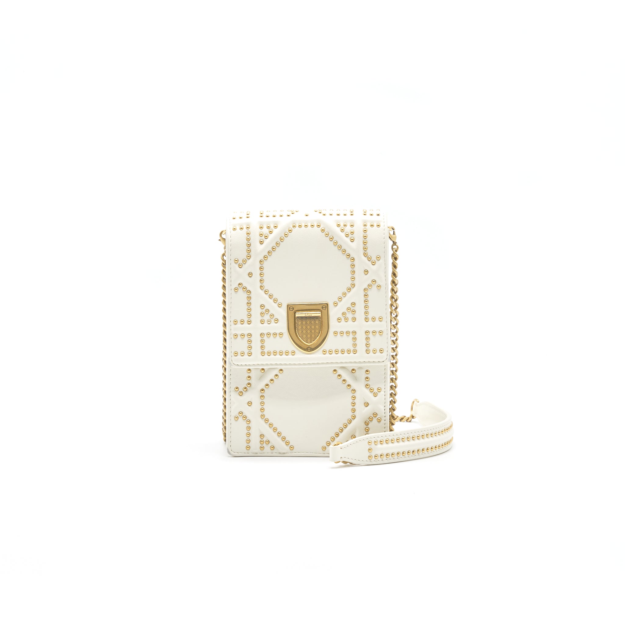 Dior Diorama Vertical Clutch Bag White GHW