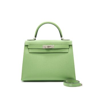 Hermes Kelly 28 Vert Criquet Epsom SHW