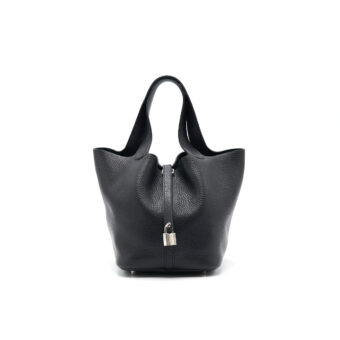 Hermes Picotin 22 Lock Bag Black SHW Stamp X