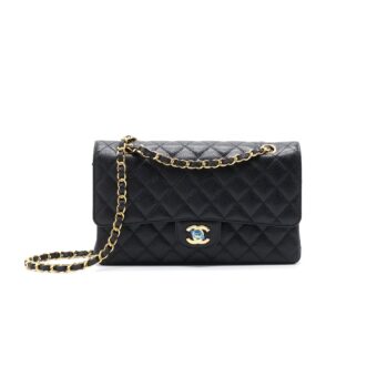 Chanel Medium 25cm Classical Double Flap Caviar Black GHW