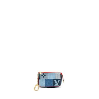 Louis Vuitton Limited Edition Rouge Micro Pochette Monogram Jacquard Denim Blue GHW
