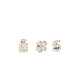 Chanel 3 Pin Roach Perfume Bottle/Clover/No.5 Crystal Silver tone