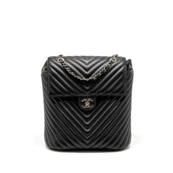 Chanel Urban Spirit Backpack Chevron Calfskin Black SHW