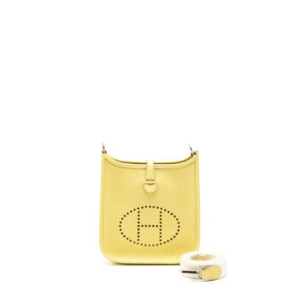 Hermes Mini Evelyne Clemence 1Z Jaune Poussin SHW Stamp T