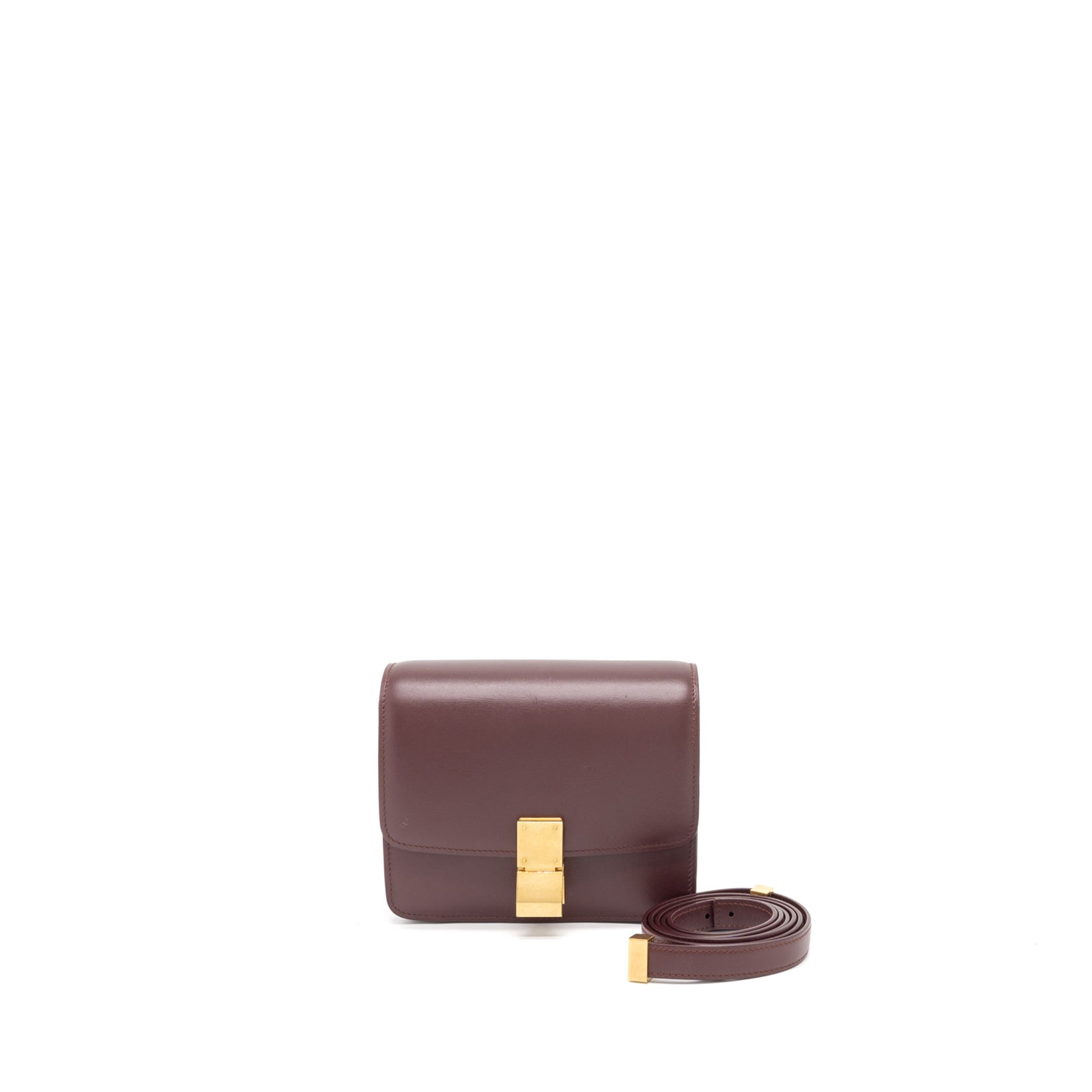 Celine Mini Box Calfskin Burgundy Brushed GHW