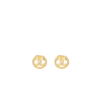 Chanel round and CC logo earrings gold tone