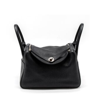 Hermes Lindy 30 Clemence Black SHW Stamp Square Q