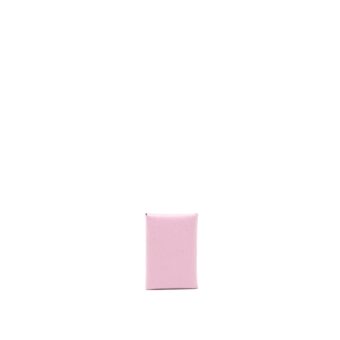 Hermes Calvi Duo Card Holder Epsom x9 Mauve Sylvestre SHW Stamp U