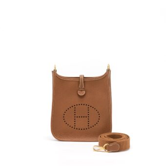 Hermes Mini Evelyn Clemence Gold GHW Stamp U