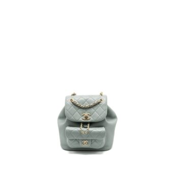 Chanel 23C Mini Duma Backpack Calfskin Light Grey LGHW (Microchip)