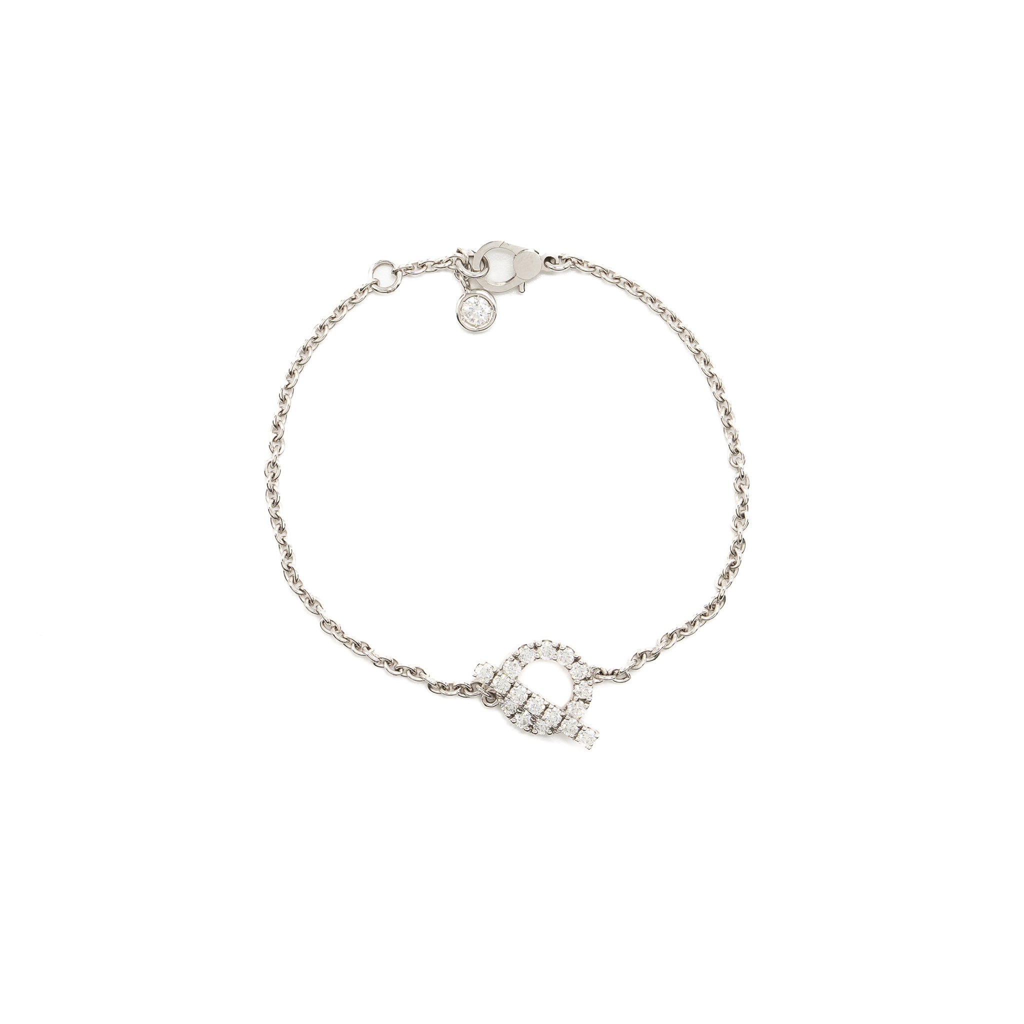 Hermes Size SH Finesse Bracelet White Gold Diamonds