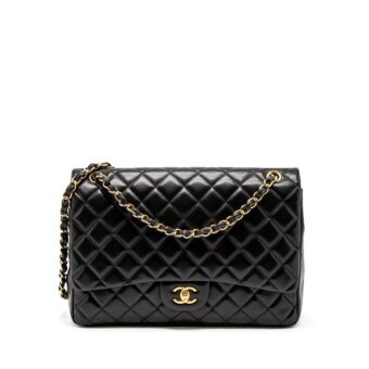 Chanel Maxi Classic Single Flap Bag Lambskin Black GHW