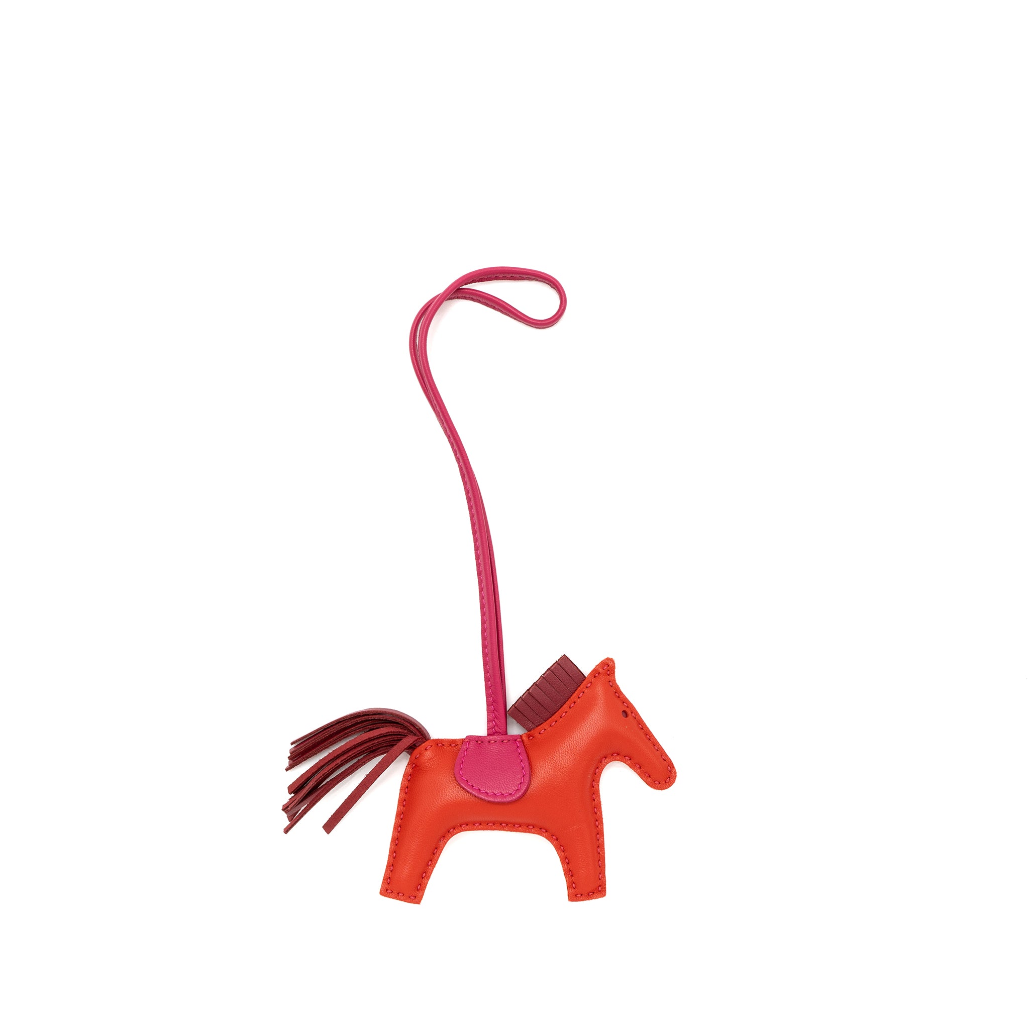 Hermes Rodeo PM Bag Charm Red/Pink Stamp Y - Image 2