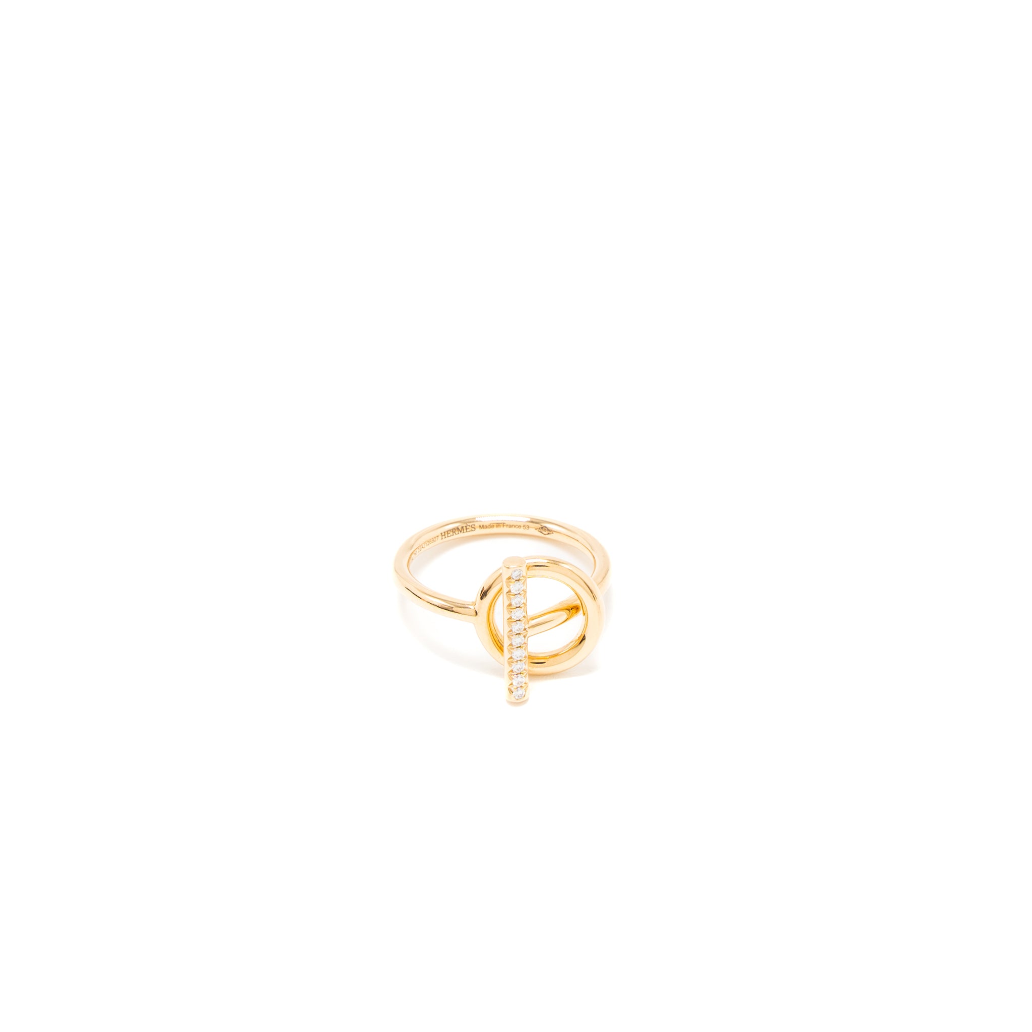 Hermes Size 53 Echappee Ring Small Model Rose Gold Diamonds