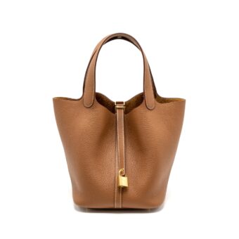 Hermes Picotin 22 Lock Bag Clemence Gold GHW Stamp B
