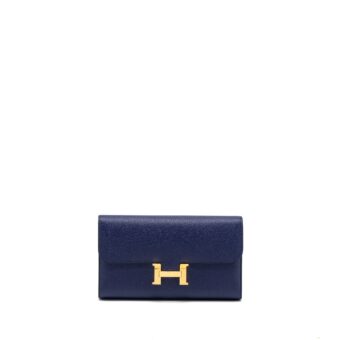 Hermes Constance Long Wallet Epsom Blue GHW Stamp C