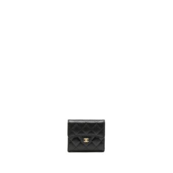 Chanel Classic Compact Wallet Caviar Black LGHW (Microchip)