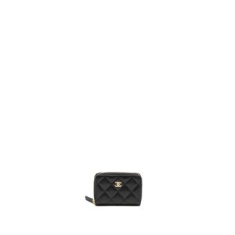Chanel Zip Card Holder Caviar Black GHW (Microchip)
