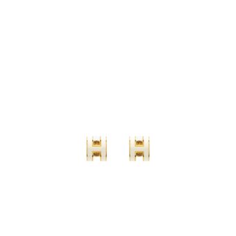 Hermes Mini Pop H Earrings White GHW