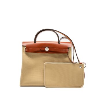 Hermes Herbag 31 Zip Bag Toile Officer Canvas Trench/Cuivre SHW Stamp A