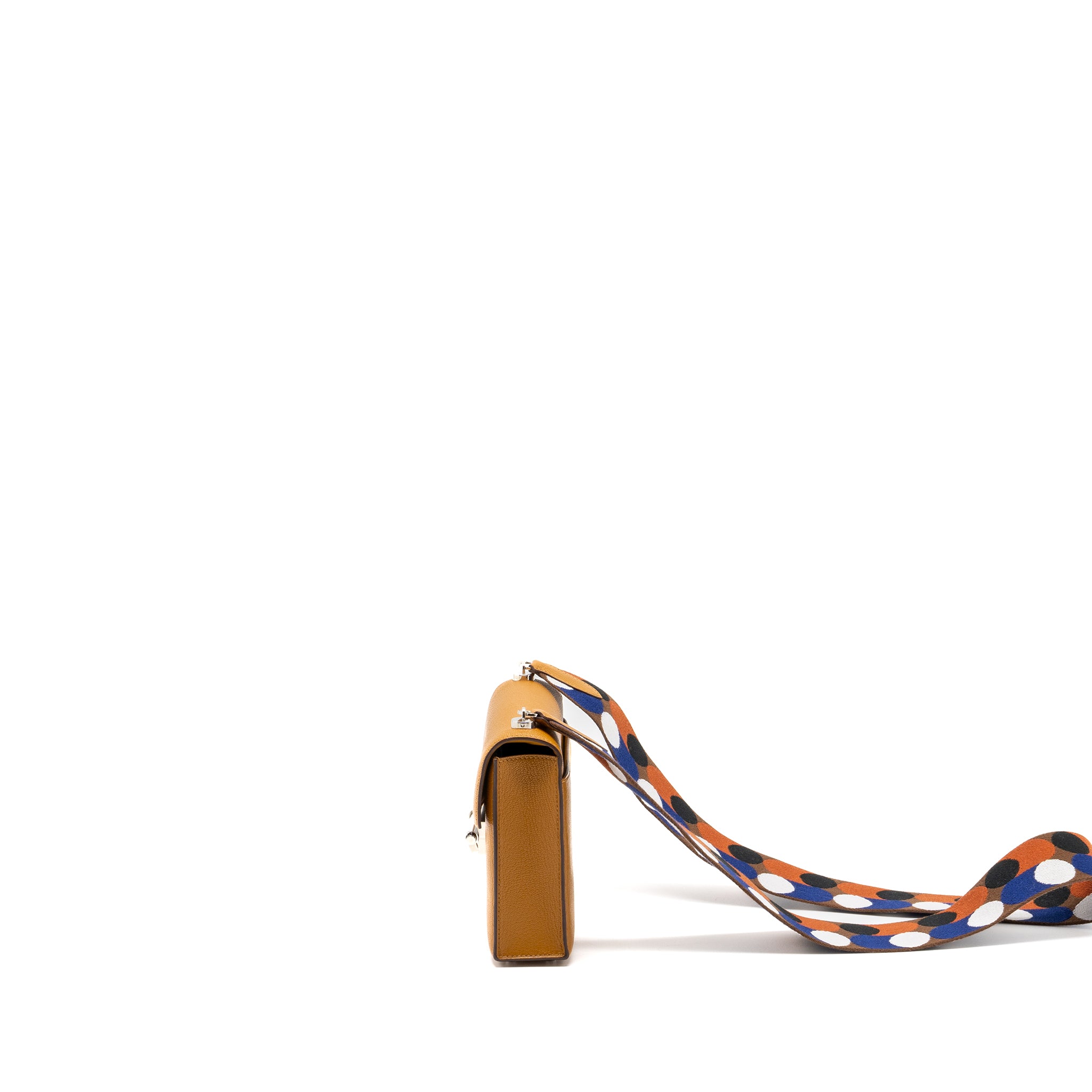 Hermes Mini Strap Verrou Bag Chevre Mysore Caramel/Multicolour SHW Stamp Z - Image 4