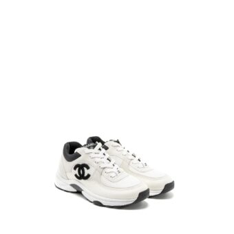 Chanel Size 38 Trainers Suede/Calfskin Black/White