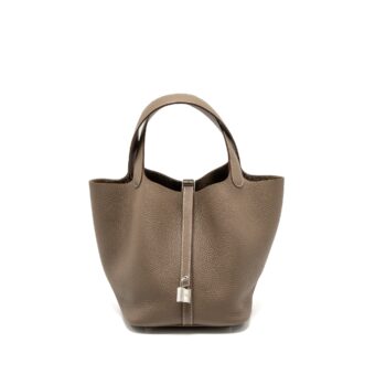 Hermes Picotin 22 Lock Bag Clemence Etoupe SHW Stamp B