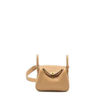 Hermes Mini Lindy Swift Chai/Mauve Sylvestre GHW Stamp U