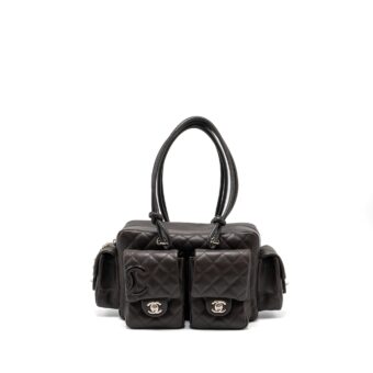 Chanel Vintage Cambo Reporter Bag Calfskin Dark Brown SHW