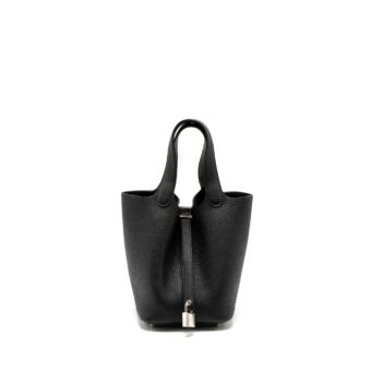 Hermes Picotin 18 Clemence Black SHW Stamp Y