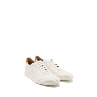 Hermes Size 42 Homme Sneaker Calfskin White / Orange