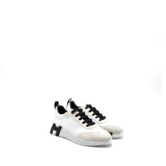 Hermes Size 38 Femme Bouncing Sneaker Chevre Grainee/Velours Black/White