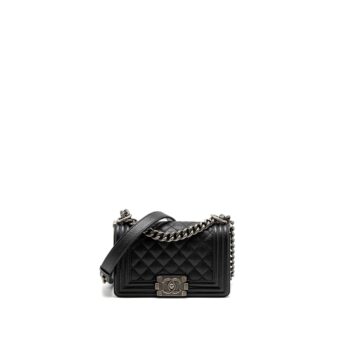 Chanel Small Boy Bag Caviar Black SHW (Microchip)