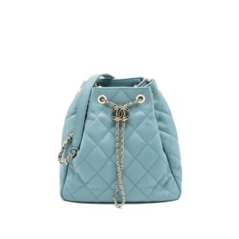 Chanel Bucket Bag Calfskin Light Blue LGHW