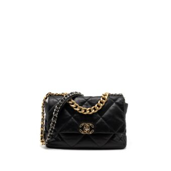 Chanel Medium 19 Bag Goatskin Black Multicolour Hardware