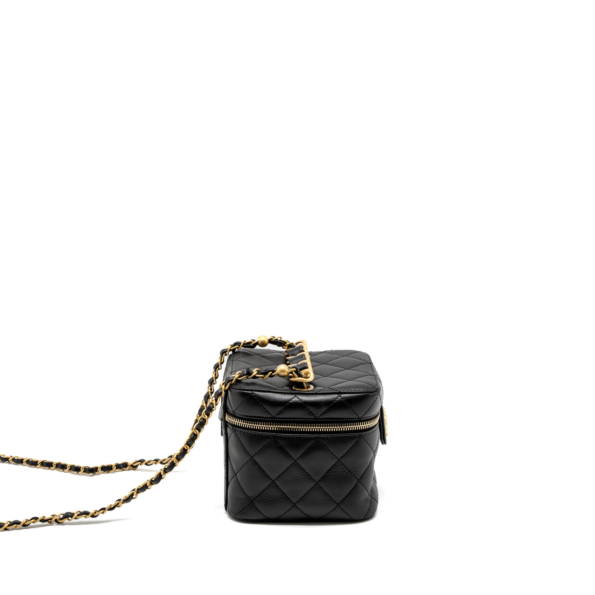 Chanel Top Handle Vanity Crossbody Bag Calfskin Black Brushed GHW (Microchip) - Image 3