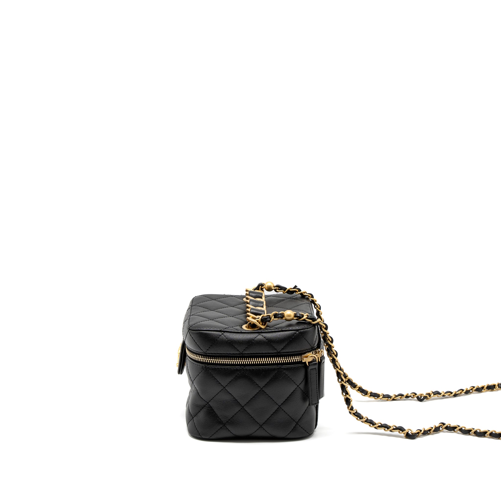 Chanel Top Handle Vanity Crossbody Bag Calfskin Black Brushed GHW (Microchip) - Image 4