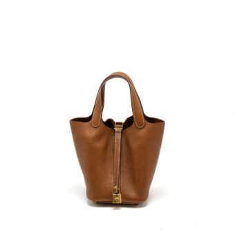 Hermes Picotin 18 Lock Bag Barenia Faubourg Gold GHW Stamp Y