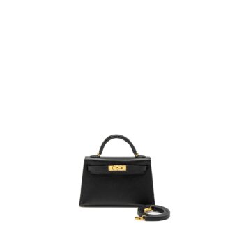 Hermes Mini Kelly II Epsom Black GHW Stamp Z