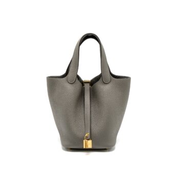 Hermes Picotin 18 Clemence Gris Meyer GHW Stamp U