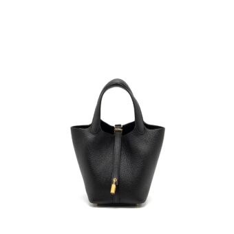 Hermers Picotin 18 Lock Bag Clemence Black GHW Stamp B