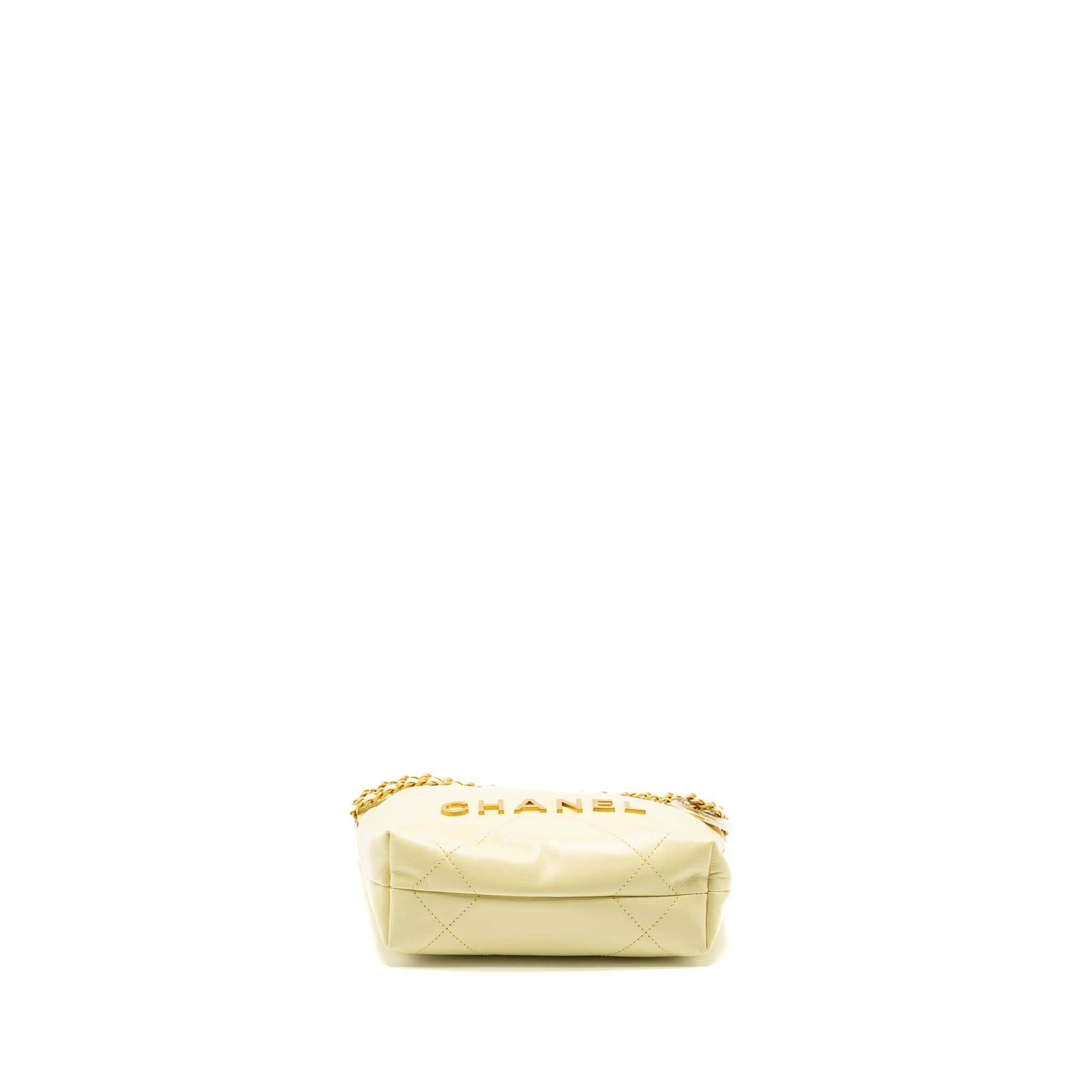 Chanel 23S Mini 22 Bag Shiny Calfskin Light Yellow Brushed GHW (Microchip) - Image 5