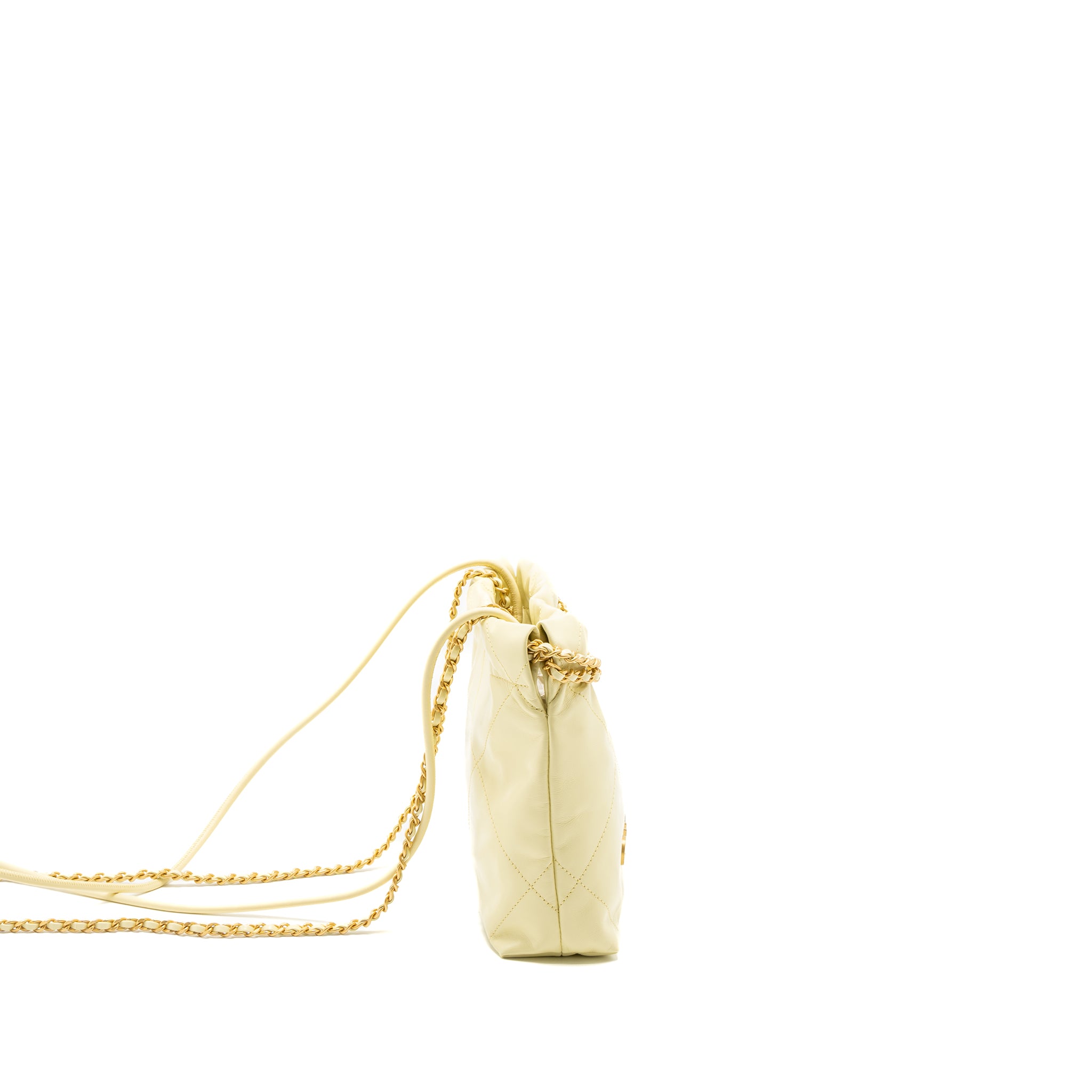 Chanel 23S Mini 22 Bag Shiny Calfskin Light Yellow Brushed GHW (Microchip) - Image 3
